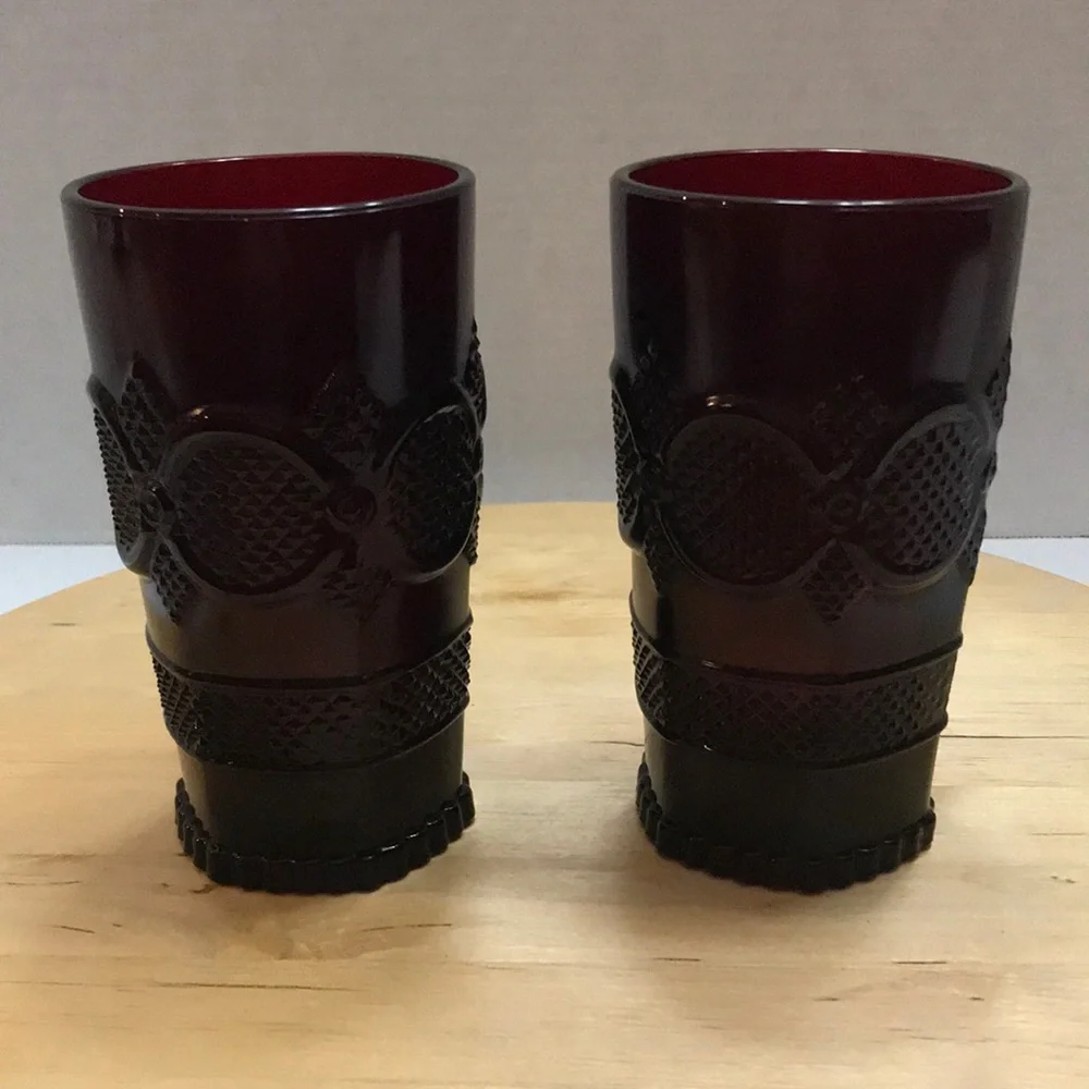 Vintage Avon Cape Cod Ruby Red 2 drinking glasses